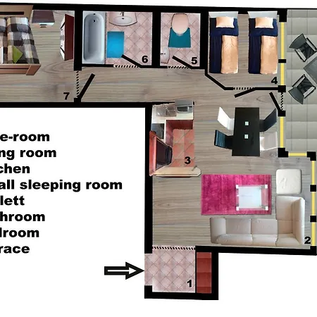 Merry&car - Huge Balcony + Living + 2br Apartmán *